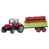 Traktor ciągnik pojazd rolniczy z przyczepą + pale drzewne