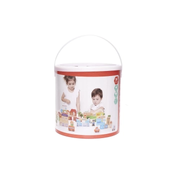 Klocki drewniane edukacyjne miasto puzzle 120el.
