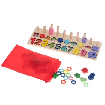 Liczydło drewniane sorter cyfry montessori 3w1 13x36cm