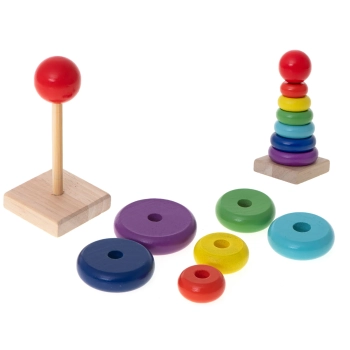 Wieża piramida piramidka drewniana do układania sorter kolorowy tęczowy 13cm
