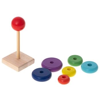 Wieża piramida piramidka drewniana do układania sorter kolorowy tęczowy 13cm