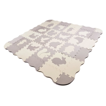 Mata edukacyjna piankowa puzzle kojec szara ecru 30 x 30 cm 36 elementów