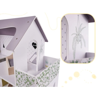 Domek dla lalek drewniany mebelki 70cm szary