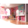 Domek dla lalek drewniany MDF mebelki 70cm różowy LED