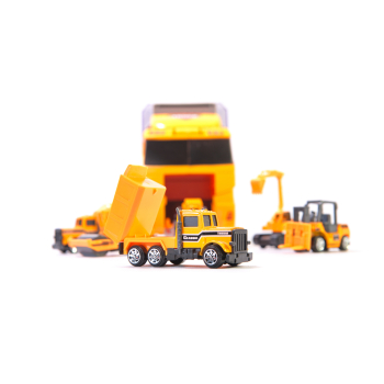 Transporter ciężarówka TIR wyrzutnia + metalowe auta maszyny budowlane