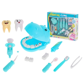Dentysta zestaw lekarski hipopotam niebieski