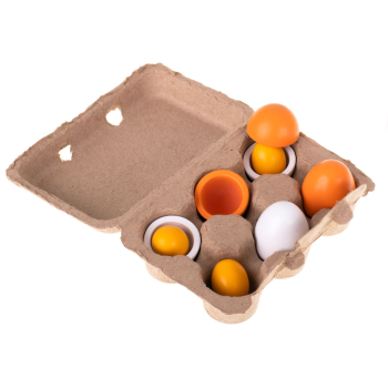 Jajka drewniane montessori do zabawy wyjmowane żółtka