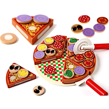Pizza drewniany zestaw do zabawy z akcesoriami 20cm