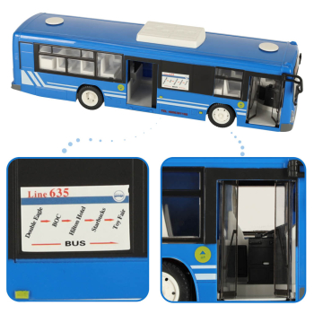 Autobus zdalnie sterowany na pilota RC z otwieranymi drzwiami niebieski