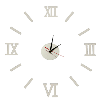 Zegar Ścienny naklejany srebrny cyfry rzymskie