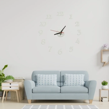Zegar Ścienny naklejany DIY regulowany nowoczesny srebrny 12 godzin