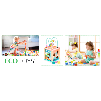 Drewniana kostka edukacyjna, sorter mula ECOTOYS