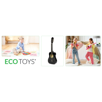 Gitara dla dzieci duża drewniana 6 strun ECOTOYS