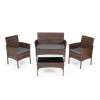 Meble ogrodowe zestaw stół 2x fotel ławka ratan brązowy