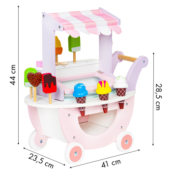 Drewniany wózek lodziarnia dla dzieci sklep 12 el ECOTOYS