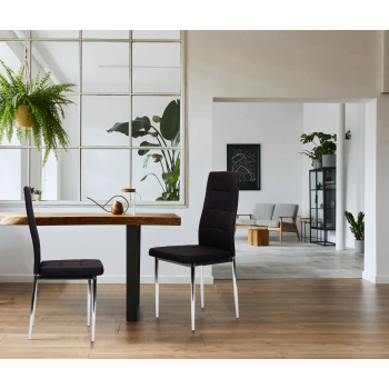 Krzesła tapicerowane czarne pikowane 4x krzesło do salonu jadalni ModernHome