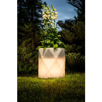 Donica ogrodowa biała Monumo Modena z oświetleniem