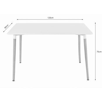Stół do jadalni drewniany prostokątny 120cm x 80cm - biały