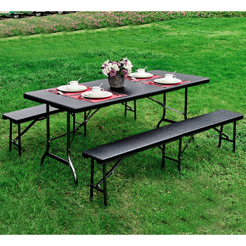 Stół cateringowy bankietowy ogrodowy składany 180cm ratan