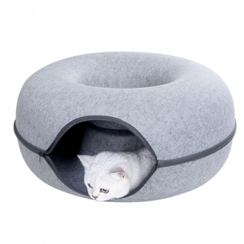 Legowisko dla kota donut tunel łóżko 50cm - szary