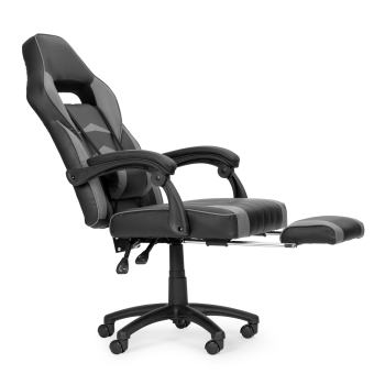 Fotel gamingowy biurowy z regulacją podnóżkiem i poduszką lędźwiową