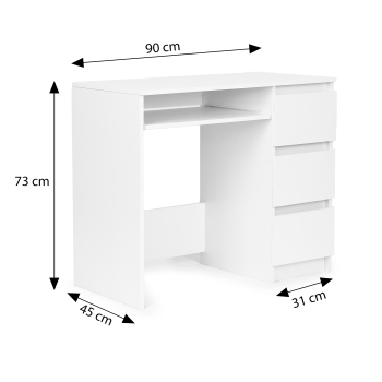 Biurko komputerowe biurowe uniwersalne białe 3 szuflady