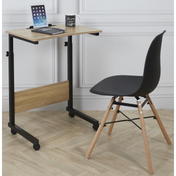 Stolik pod laptopa z kółkami biurko dostawiane do fotela kanapy - brąz