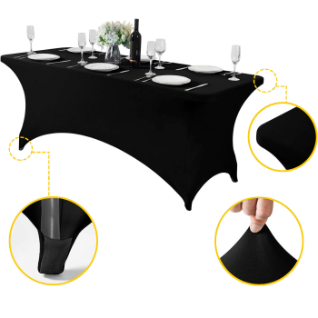 Obrus uniwersalny pokrowiec na stół cateringowy 180 cm 6FT czarny elastyczny