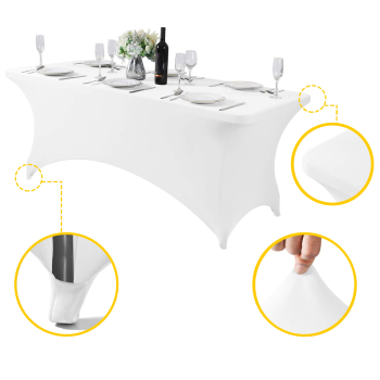 Obrus uniwersalny pokrowiec na stół cateringowy 180 cm 6FT biały elastyczny