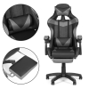 Fotel gamingowy kubełkowy krzesło biurowe z regulacją i poduszkami podnóżek szare