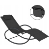 Leżak ogrodowy leżanka fotel z organizerem czarny