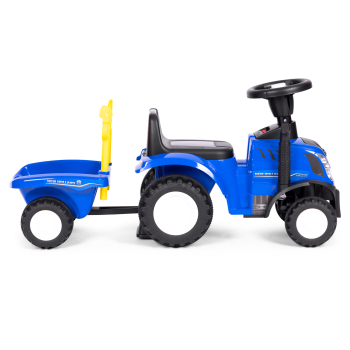 Jeździk traktor New Holland z przyczepką dla dzieci interaktywna kierownica dźwięki niebieski