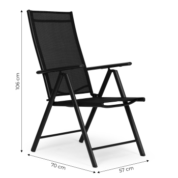 Komplet 4 krzeseł ogrodowych składane stalowe z regulacją oparcia czarne MultiGarden