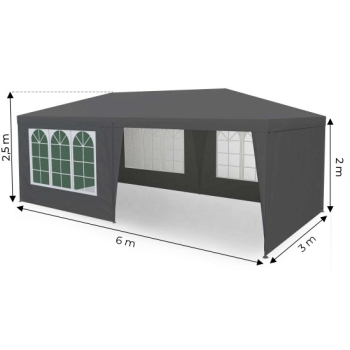 Namiot pawilon ogrodowy handlowy 3x6 m 6 ścianek szary MultiGarden