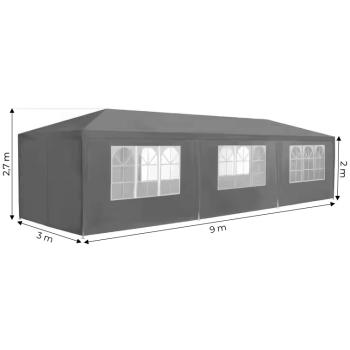 Namiot pawilon ogrodowy handlowy 3x9 m 8 ścianek szary MultiGarden