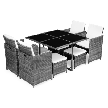 Komplet mebli ogrodowych z technorattanu 4 fotele 4 pufy stolik MultiGarden