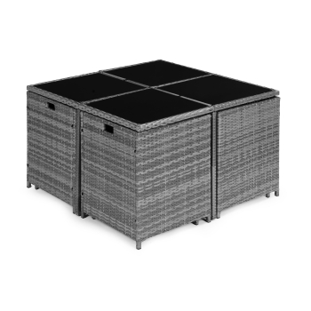 Komplet mebli ogrodowych z technorattanu 4 fotele 4 pufy stolik MultiGarden
