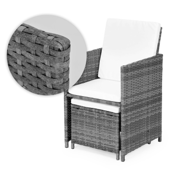 Komplet mebli ogrodowych z technorattanu 4 fotele 4 pufy stolik MultiGarden