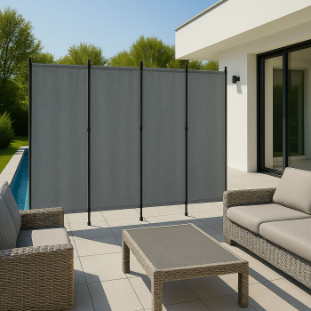 Składany parawan ogrodowy pokojowy 4-panelowy 167x216 cm szary MultiGarden