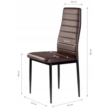 Zestaw krzeseł z ekoskóry 4 szt. wysokie oparcie - brązowe