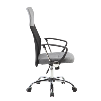 Fotel obrotowy biurowy chromowane nogi wysokie oparcie