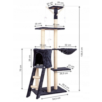 Drapak dla kota domek drzewo legowisko 138cm xl Szary