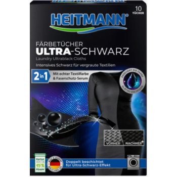Heitmann Ultra Schwarz 2in1 Chusteczki do Prania 10 Szt.