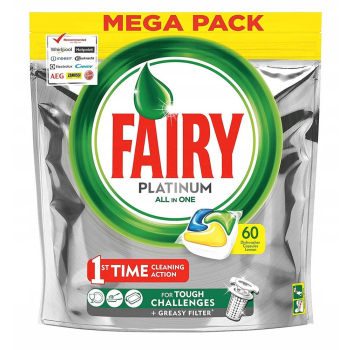 Fairy Platinum All in One Lemon Kapsułki do Zmywarki 60 szt.