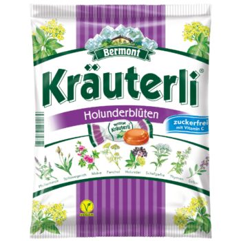 Bermont Kräuterli Holunderblüten Cukierki bez Cukru 125 g