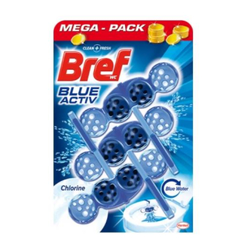 Bref Blue Active+Chlorine Color Aktiv Zawieszka WC 3 x 50 g