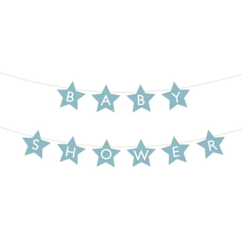 Baner napis na baby shower gwiazdki jasnoniebieskie 290cm x 16,5cm