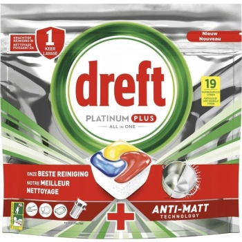Dreft Platinum Plus Anti-Matt Tabletki do Zmywarki 19 szt.