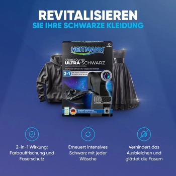 Heitmann Ultra Schwarz 2in1 Chusteczki Odnawiające Czerń 12 szt.