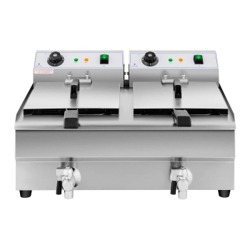 Frytownica podwójna gastronomiczna elektryczna z kranem 230 V 2 x 3200W 2 x 13 L